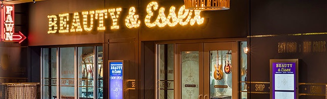 The PAWN sign and Beauty & Essex storefront at The Cosmopolitan of Las Vegas